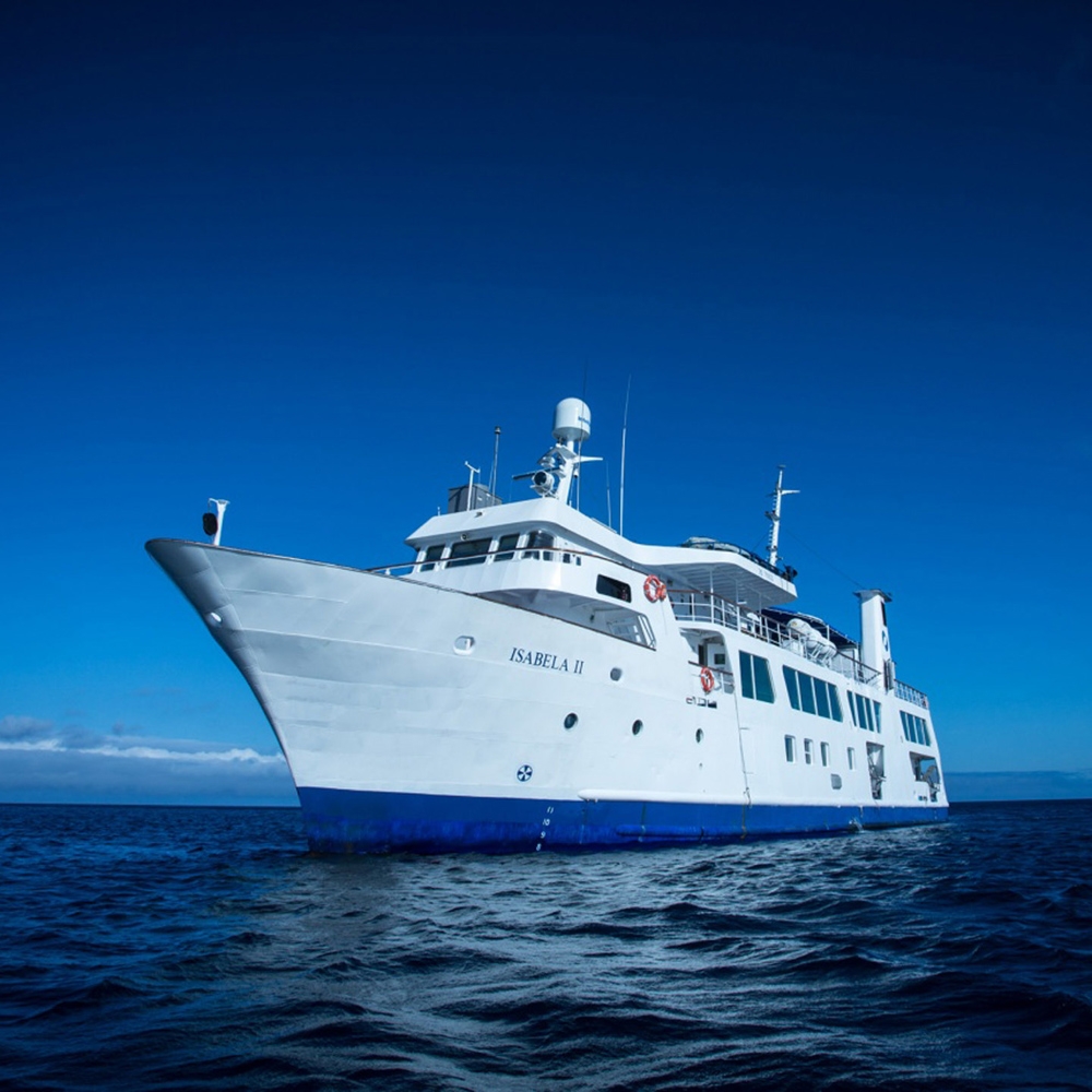 Isabela II yacht moored at sea in the Galapagos Islands, Ecuador