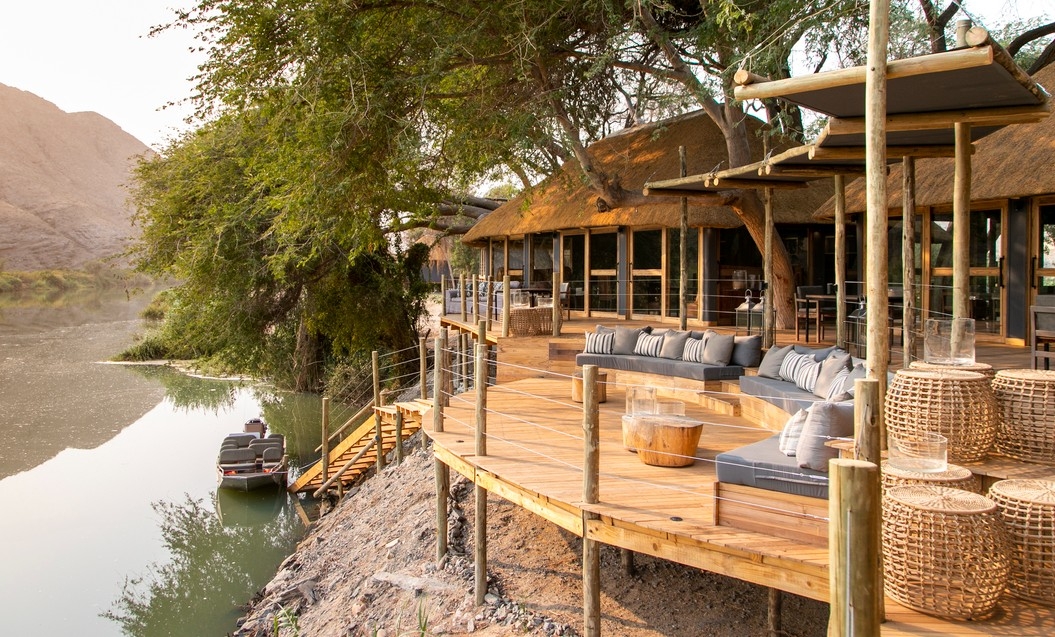 A deck overlook the river at Serra Cafema