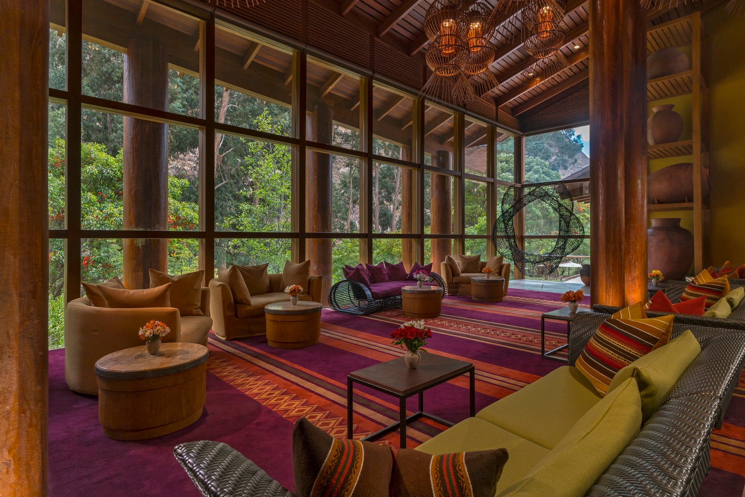 The lounge with forest view at Tambo del Inka, Peru