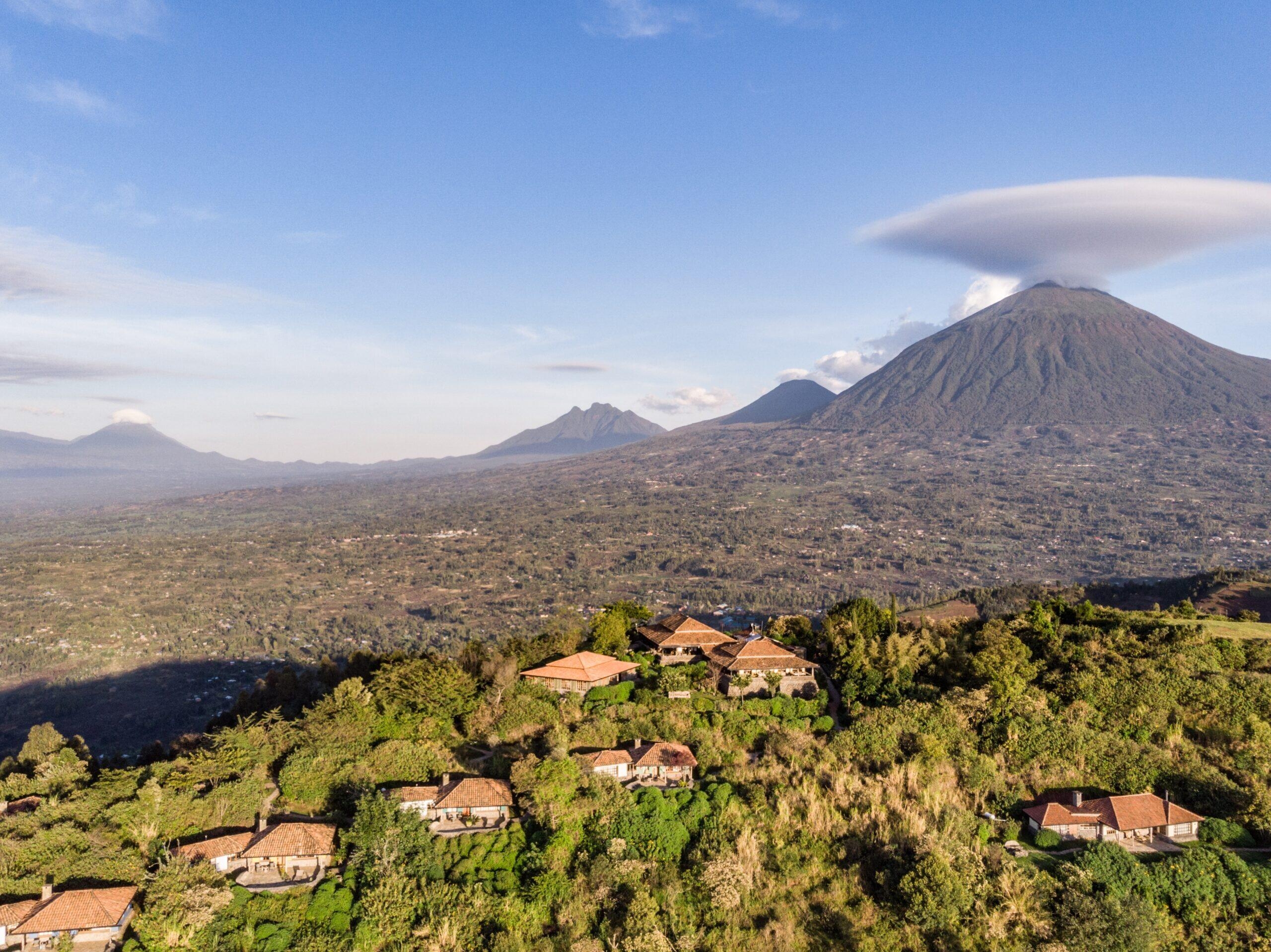 An aerial view of Virunga Lodge in Rwanda