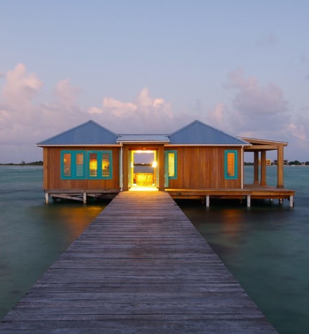 The exterior of Cayo Espanto's overwater villa.