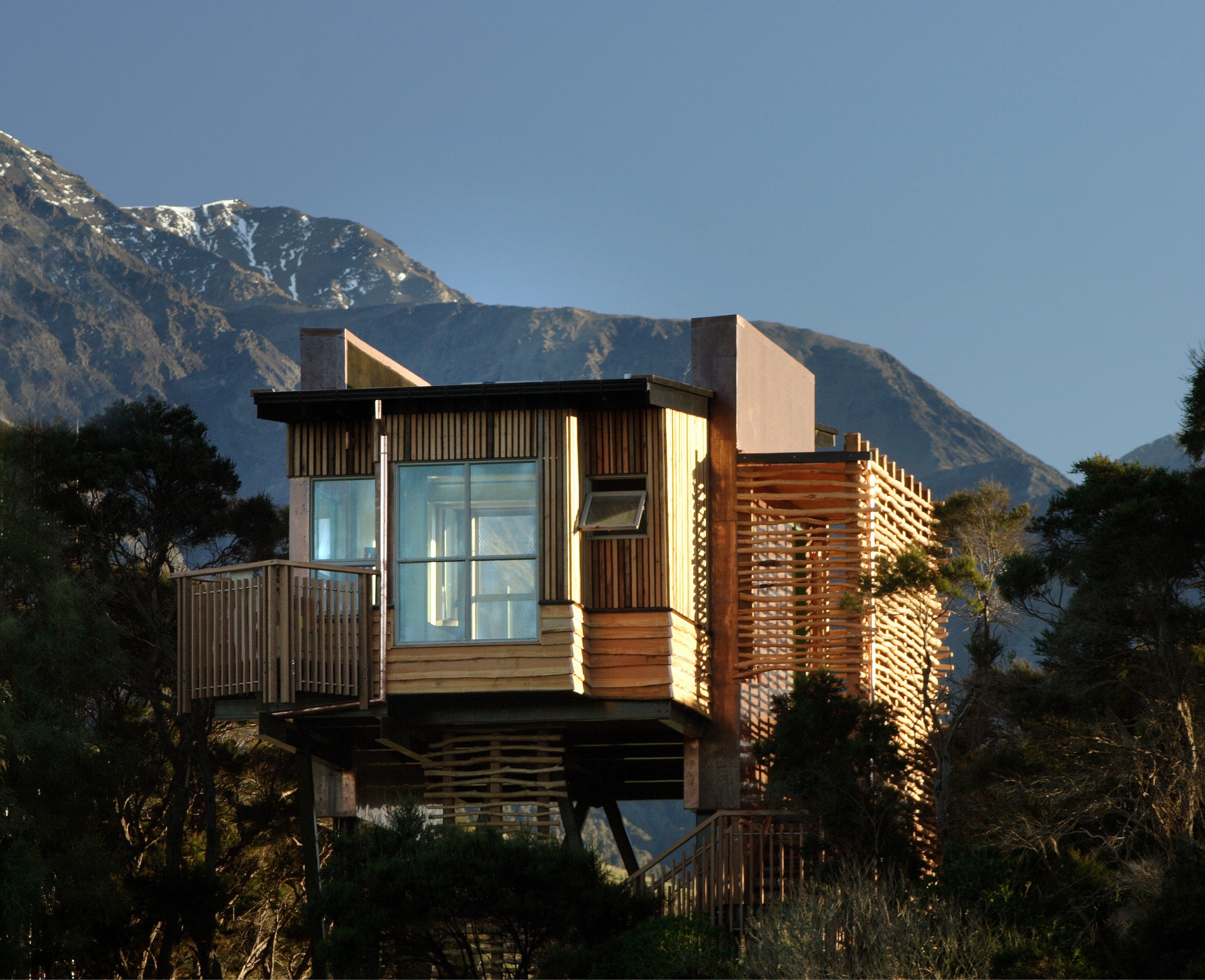 Exterior view, Hapuku Lodge and Tree Houses, Kaikoura, New Zealand