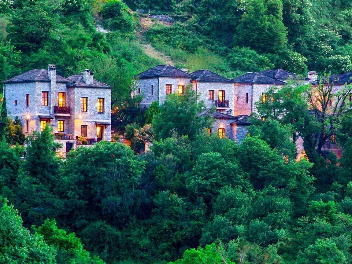 Aristi Mountain Resort in Greece as seen from afar
