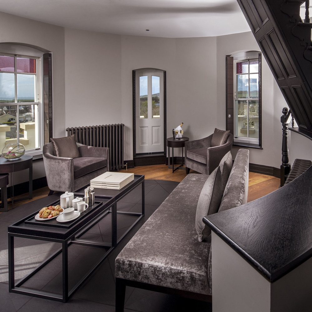 The lounge are of a suite at Twr y Felin hotel