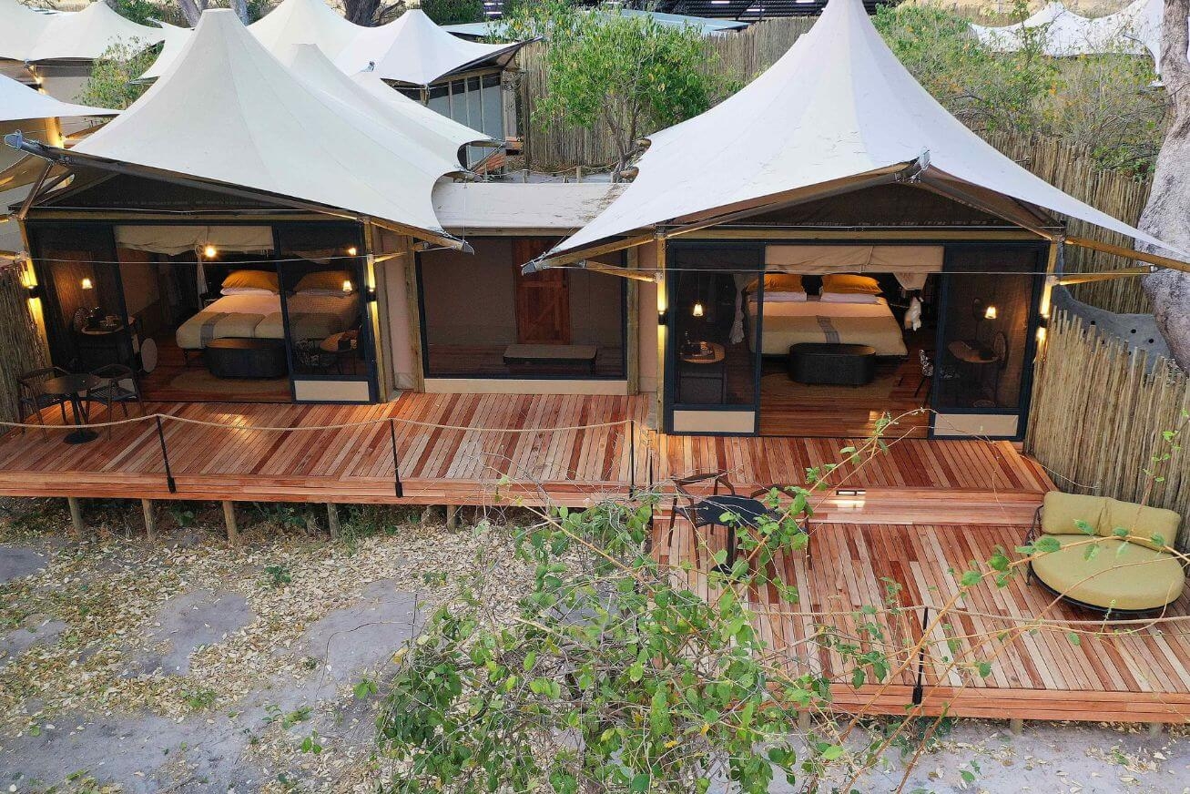 View from above of family suite at Khwai Leadwood