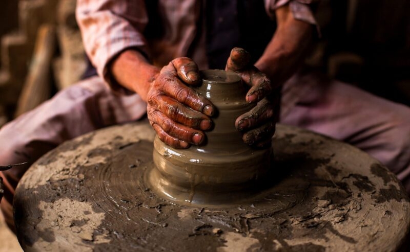 Hands of a Nepalese potter