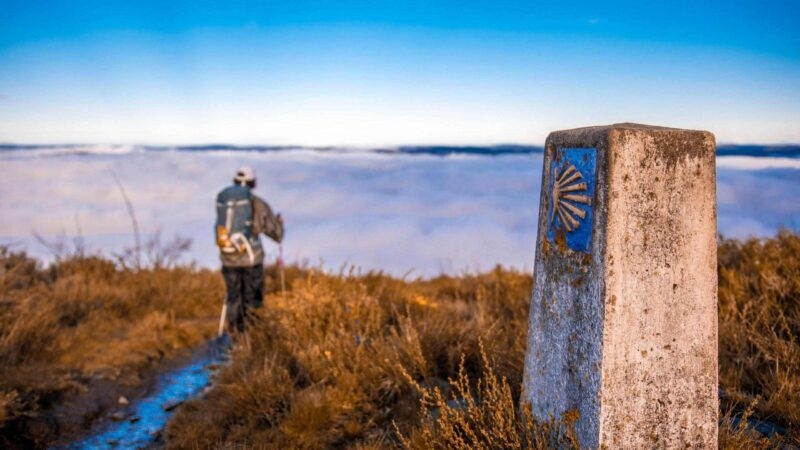 A hiker on the Camino de Santiago