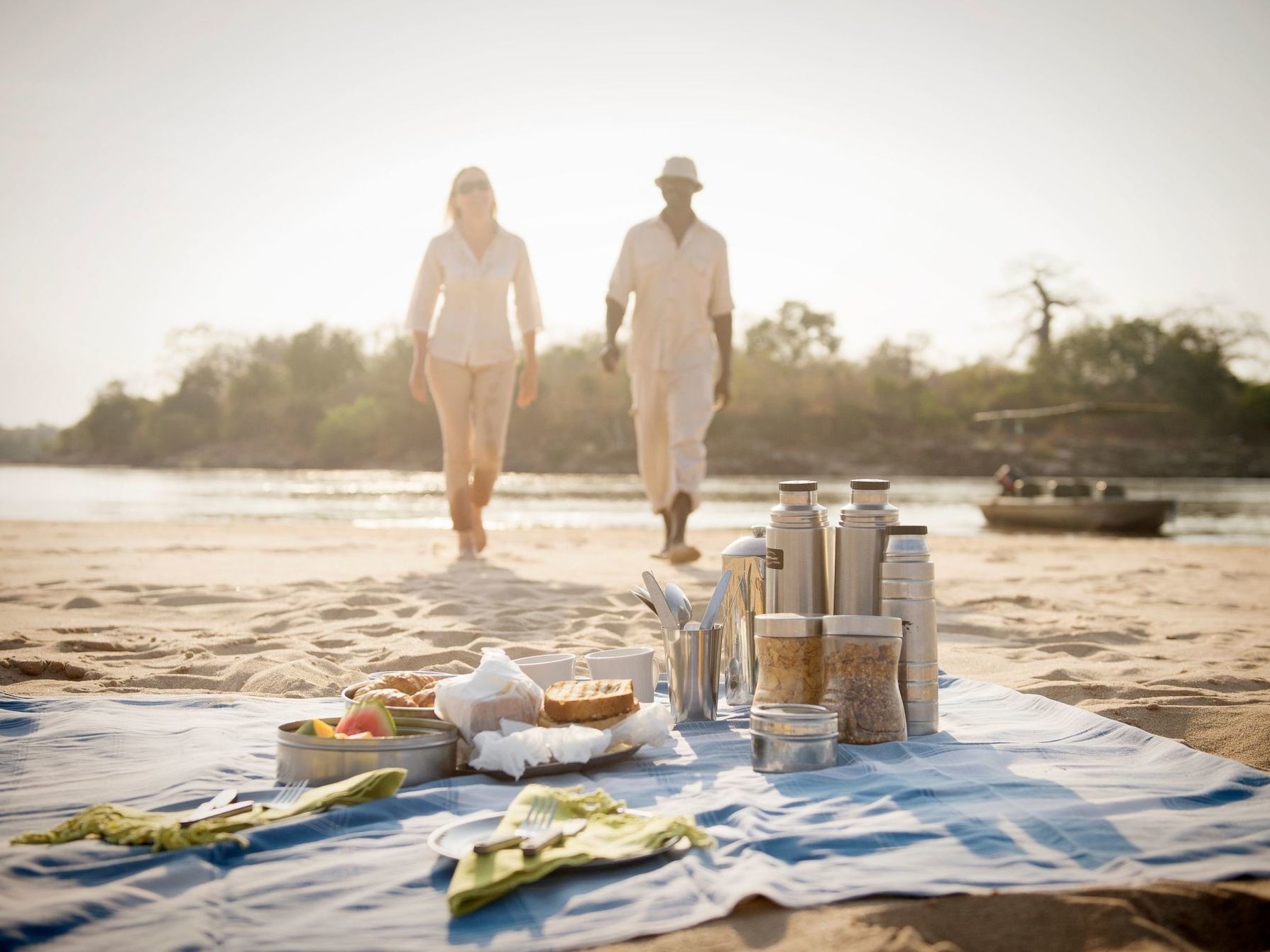 A breakfast picnic on the banks of the Rufiji River.