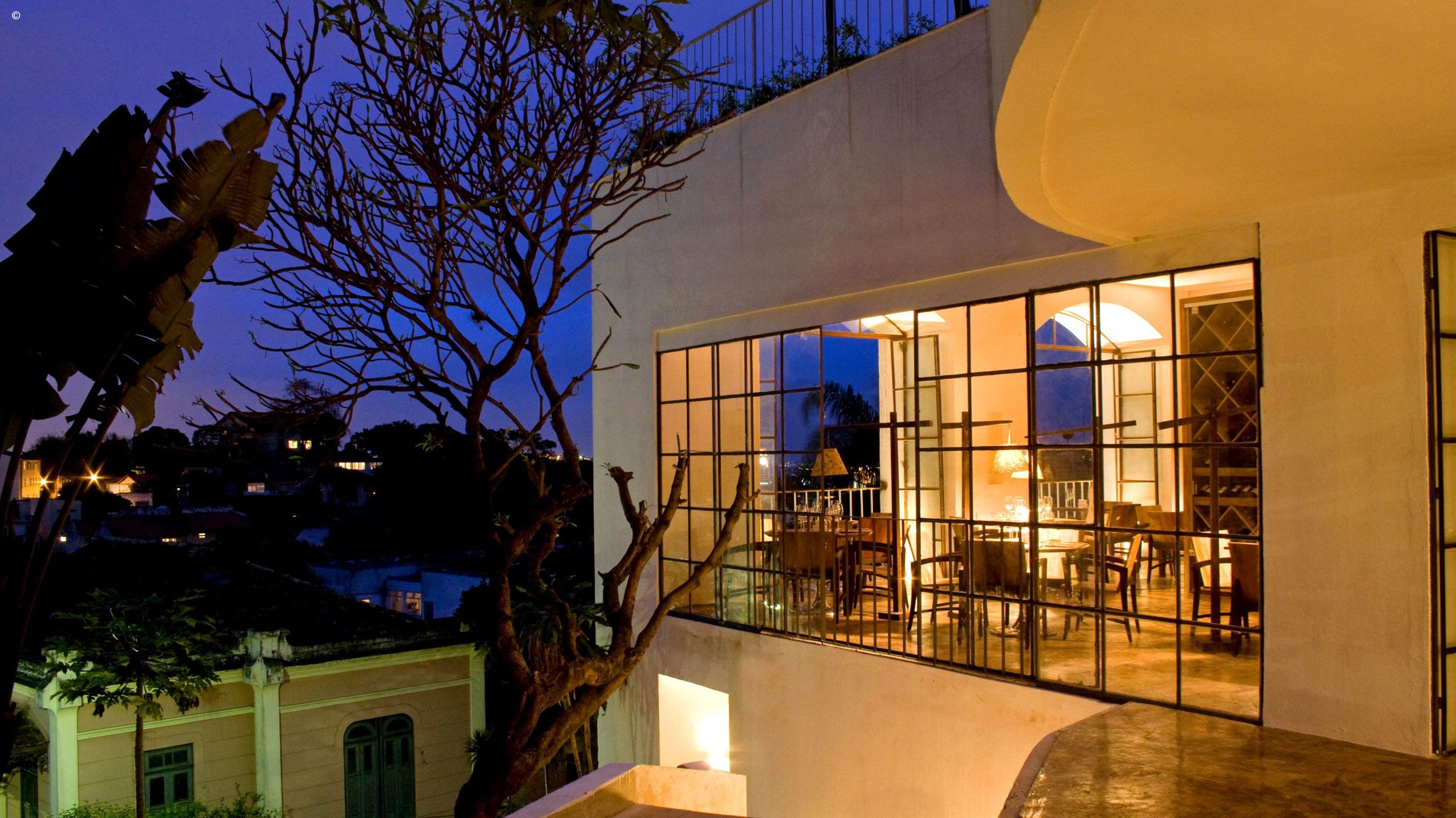 Exterior at night, Hotel Santa Teresa, Rio de Janeiro, Brazil
