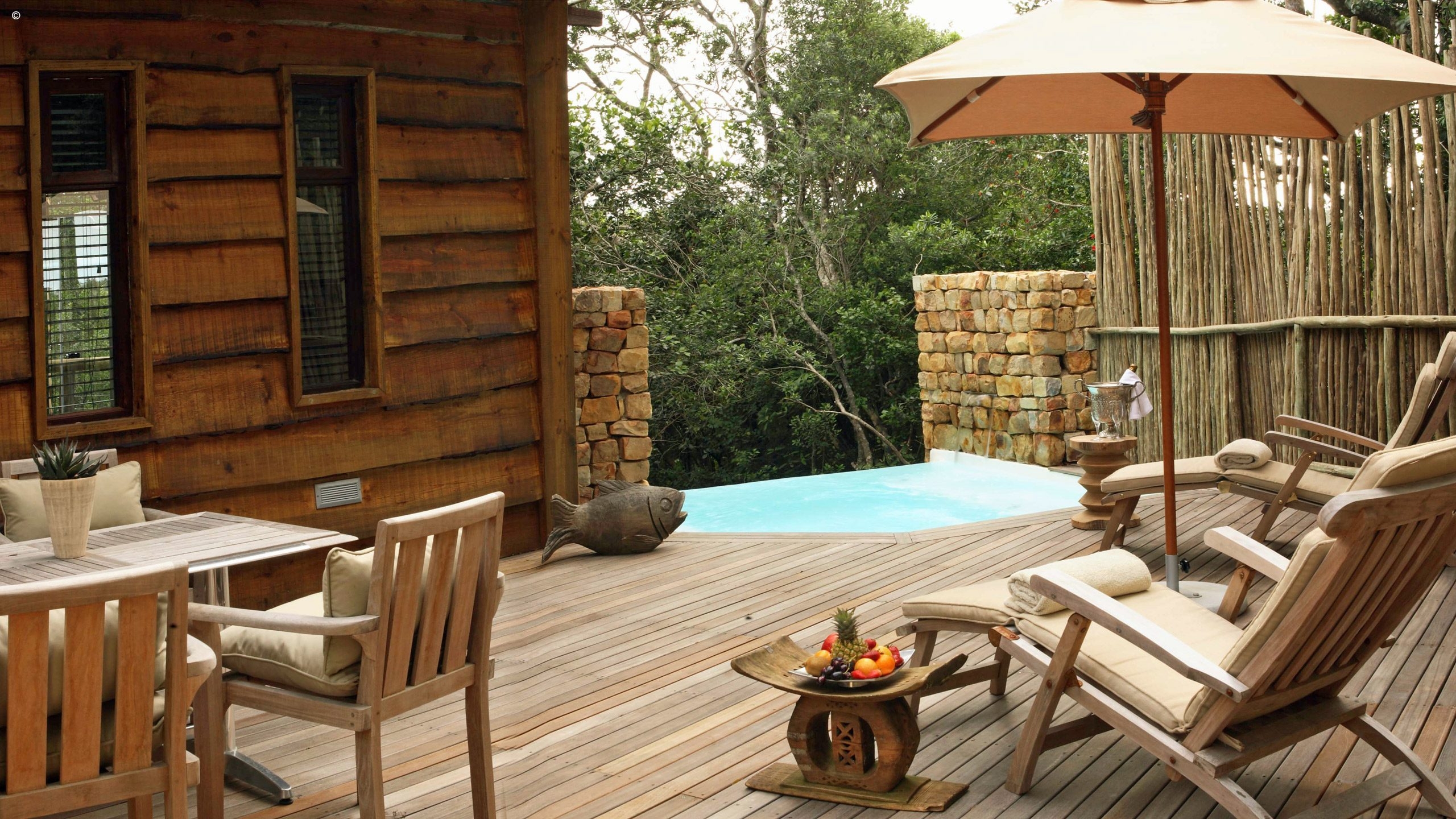 Pool deck, Tsala Treetop Lodge, The Garden Route, South Africa