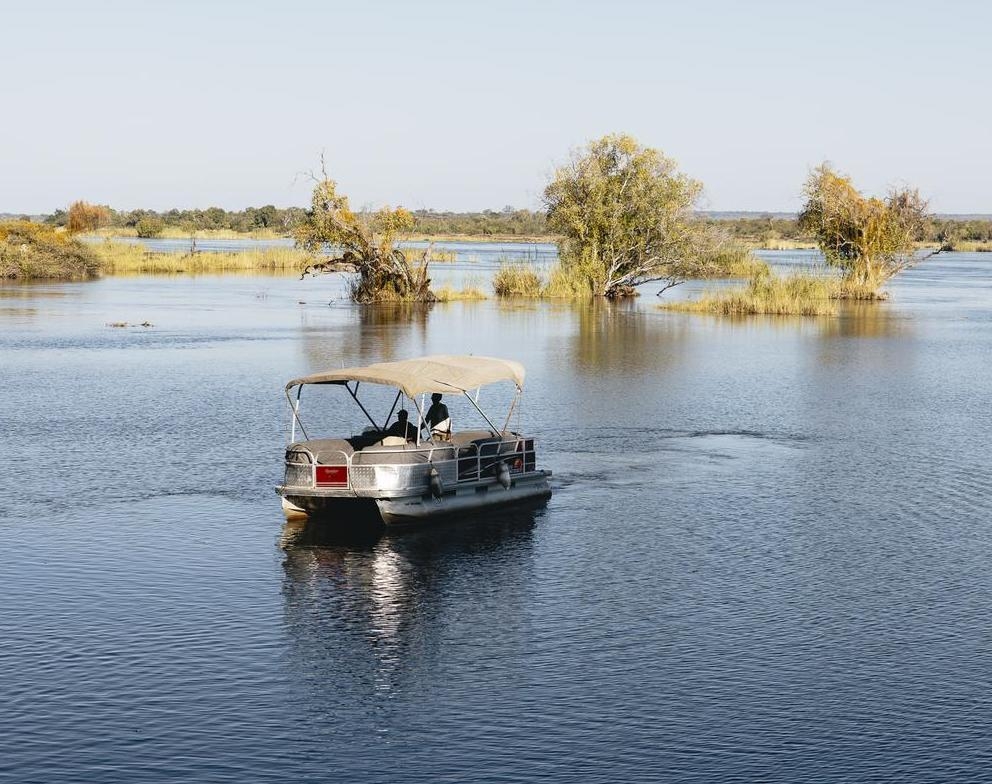 A boat on the Zambezi River.
