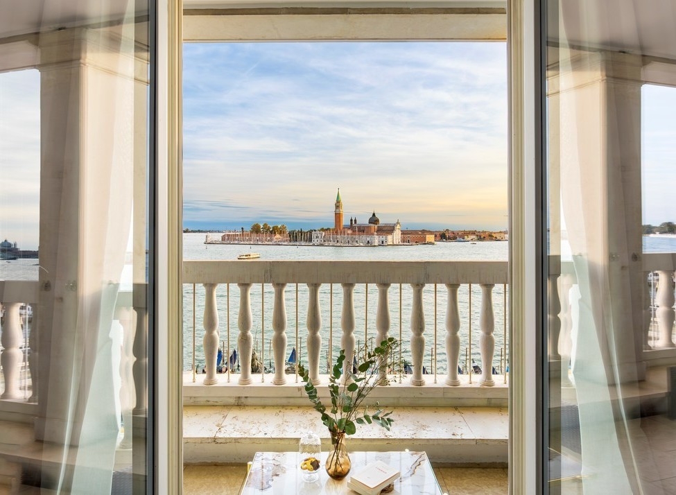 The view of Venice's lagoon from a room at Hotel Londra Palace.