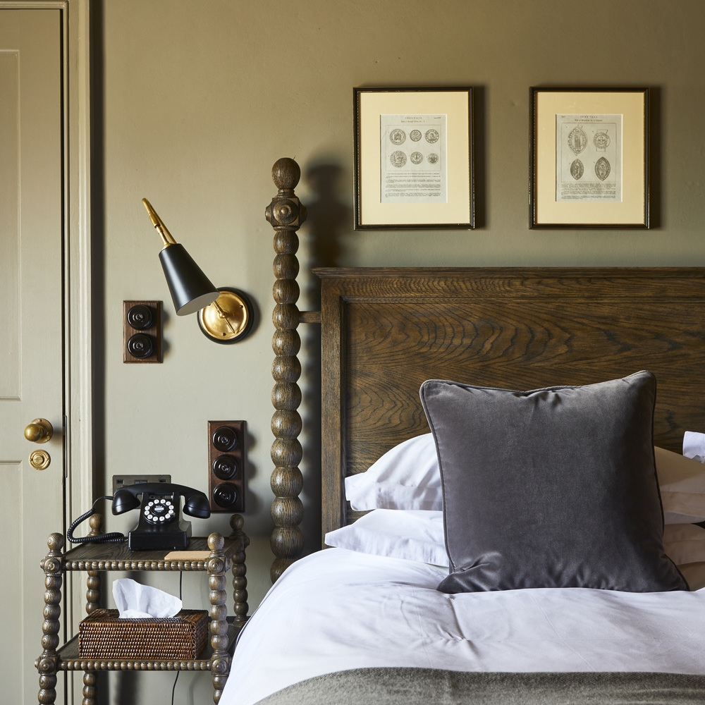 Bedroom details at The Pig at Harlyn Bay