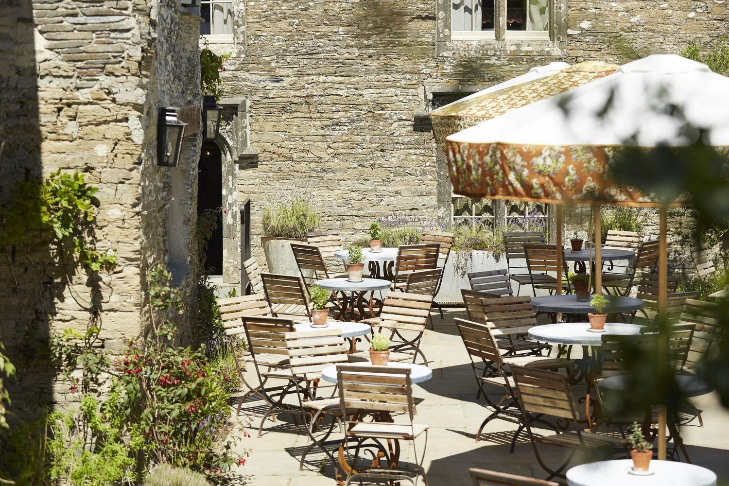 Al fresco dining terrace at The Pig at Harlyn Bay