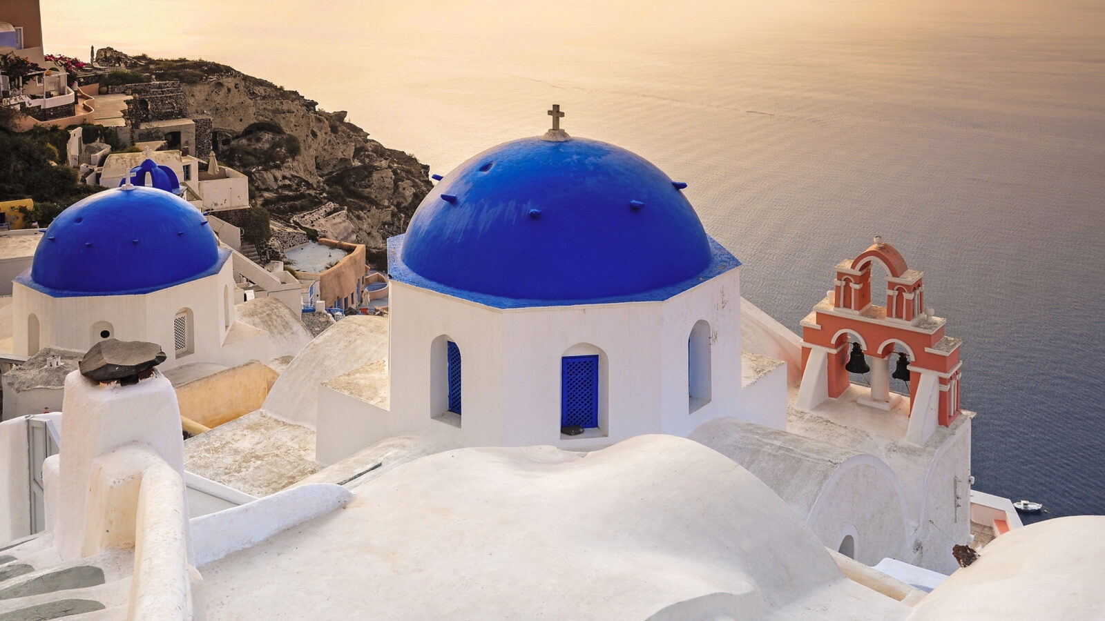 Blue roofs over Santorini, Greece