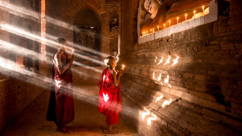 Young buddhist monks in Myanmar