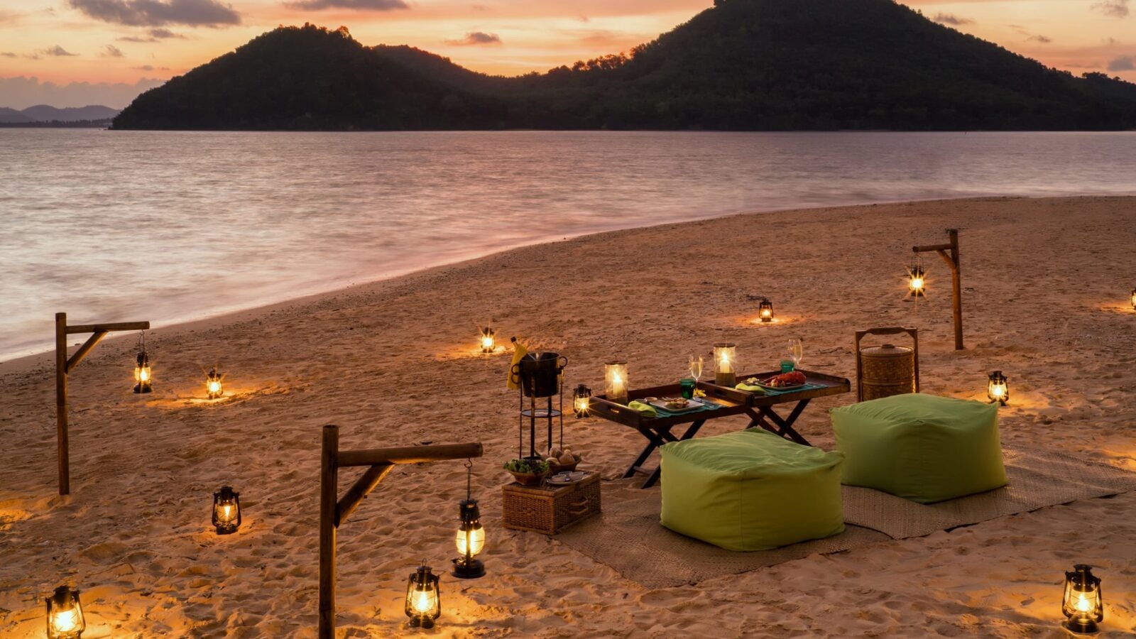 Six Senses Yao Noi beach at sunset, Thailand