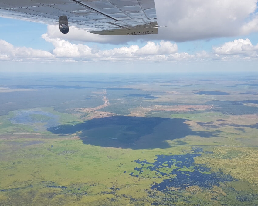 View from a small plane on a scenic flight over Australian forest