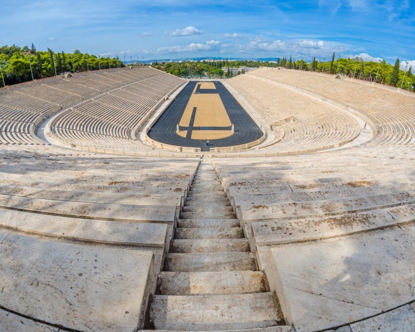 Panathenaic stadium or Kallimarmaro stadium build entirely from marble in Athens, Greece