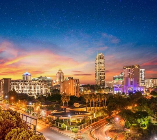 Sandton city at night in Joburg