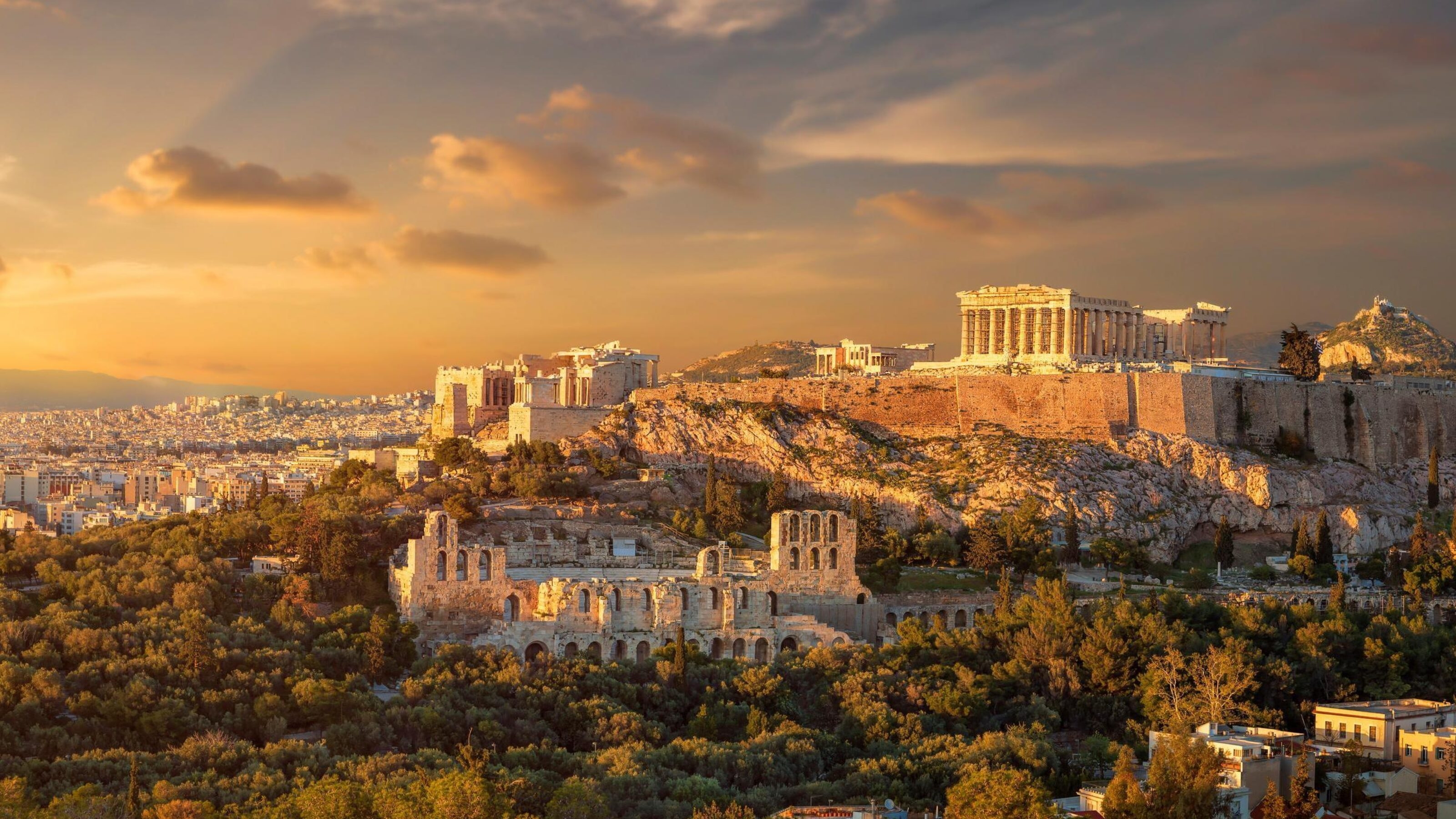 Acropolis of Athens at sunset