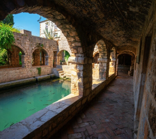 Tvrdalj Castle in Stari Grad, island of Hvar, Croatia - Tvrdalj Castle is the historical site once was the residence of Renaissance poet Petar Hektorović, famous poet of Croatia.