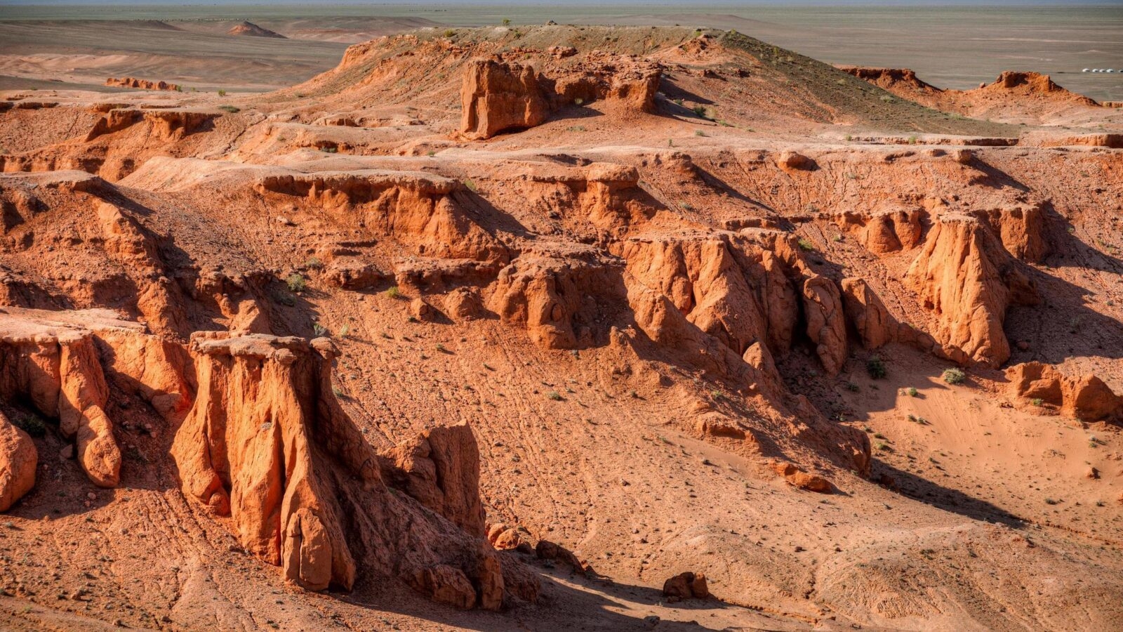 The flmaing cliffs in Mongolia's Gobi Desert