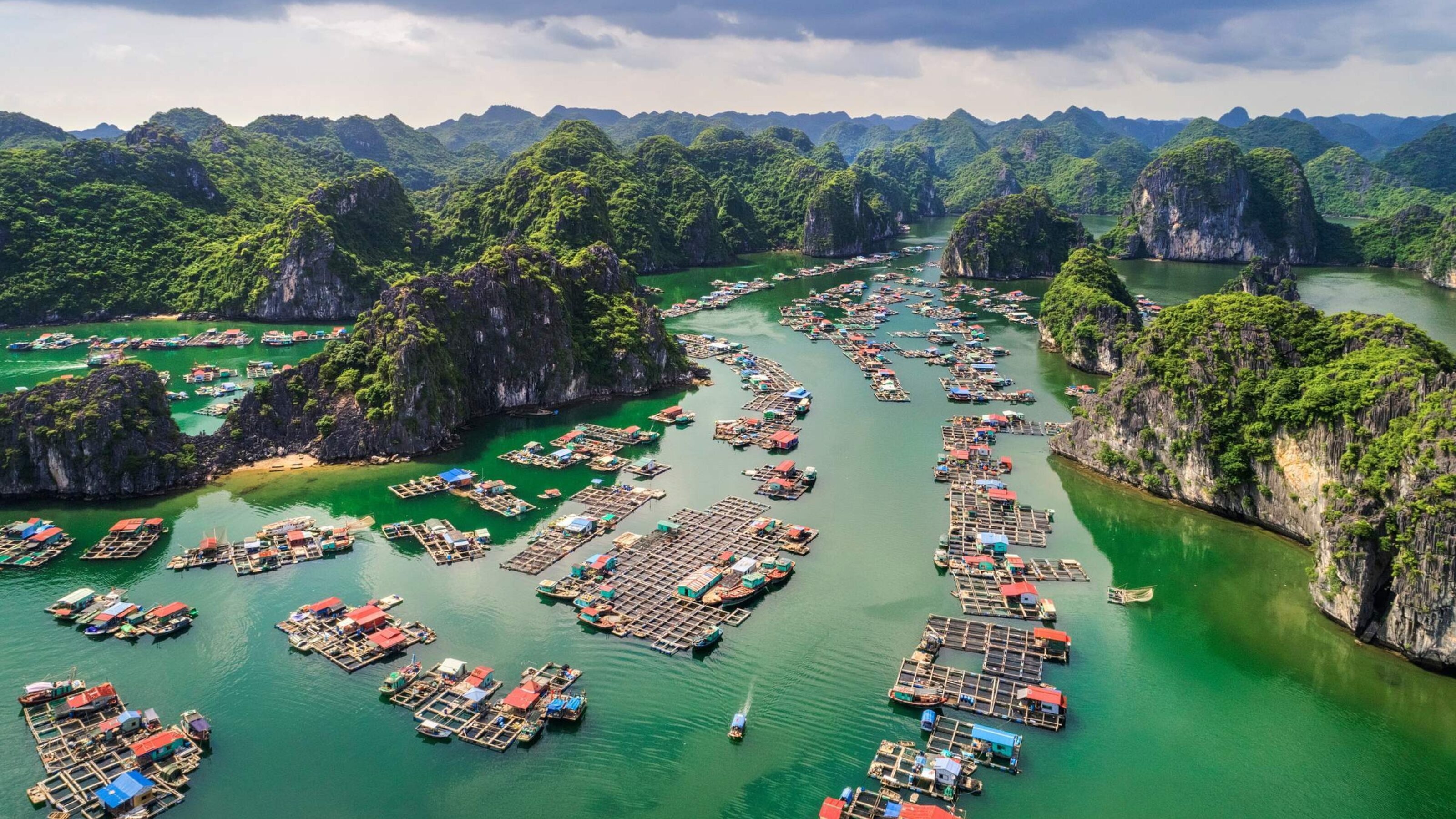 Floating fishing village near Lan Ha Bay, Vietnam