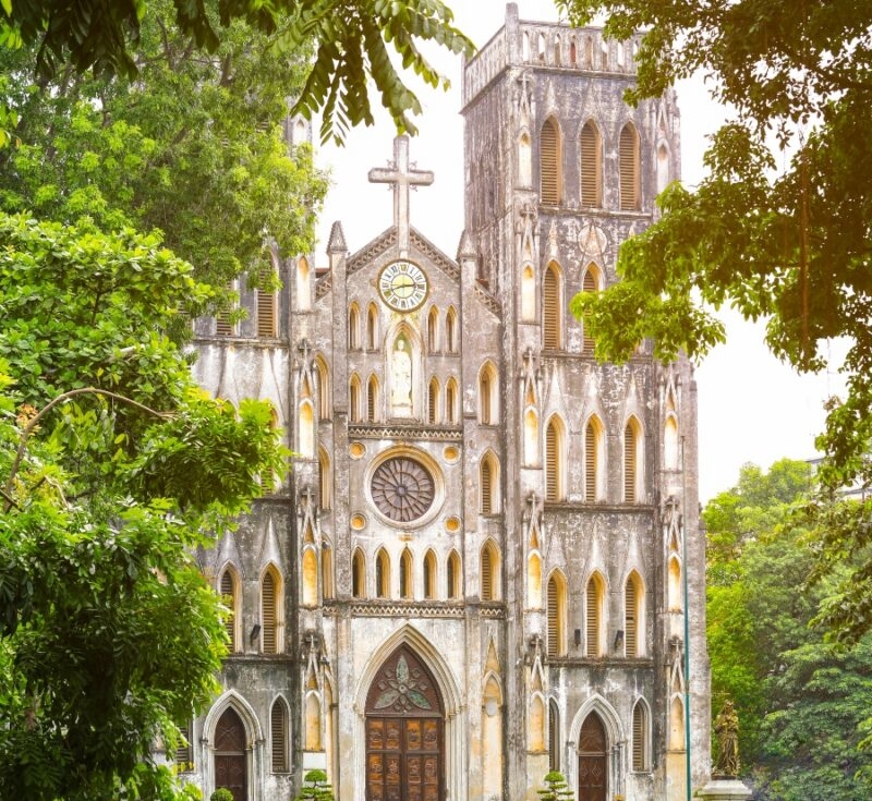 View of St.Joseph's Cathedral church in Hanoi the capital city of Vietnam