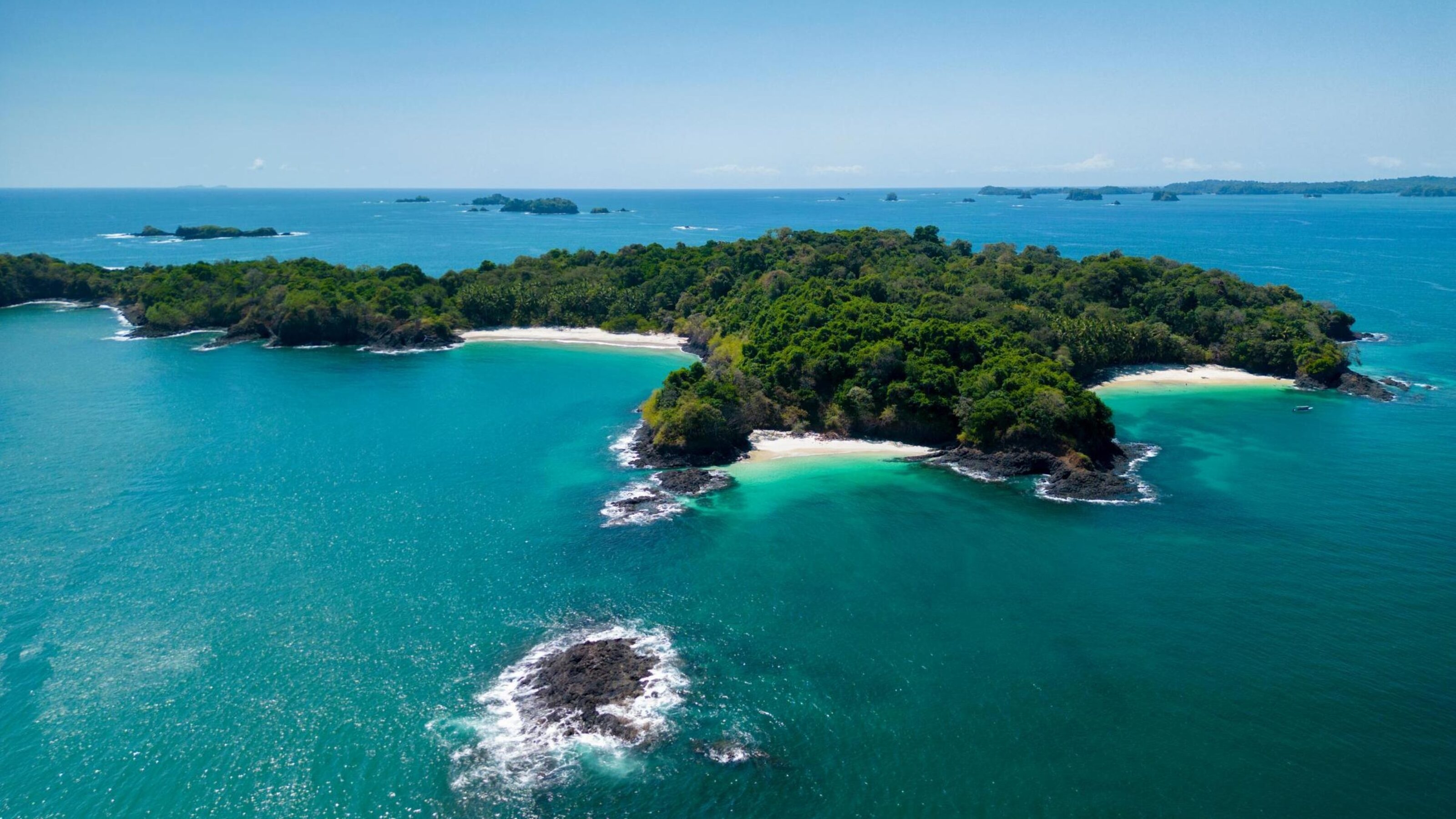 Aerial view of an island in the Gulf of Chiriquí, Panama