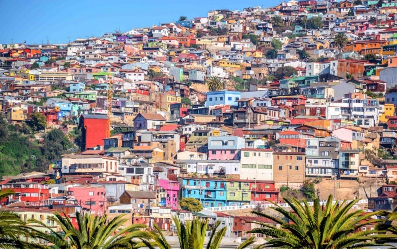 Colorful houses on a hill of Valparaiso, Chile