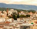 Landscape view of the city of Salta, Argentina on a cloudy day.