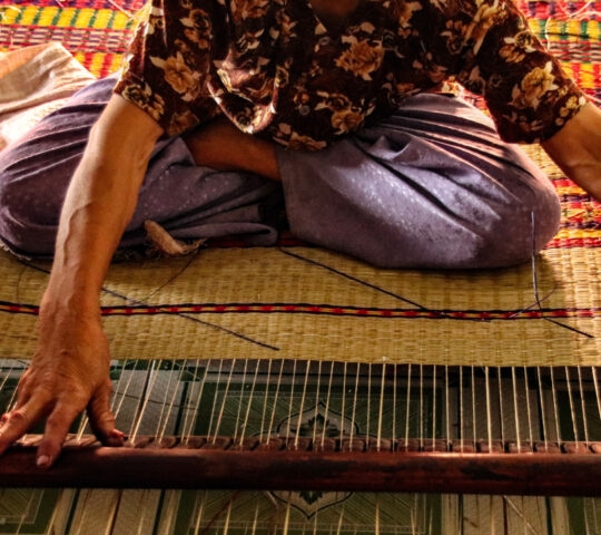 Traditional sedge mat weaving in Duy Vinh Sedge Mat Craft Village
