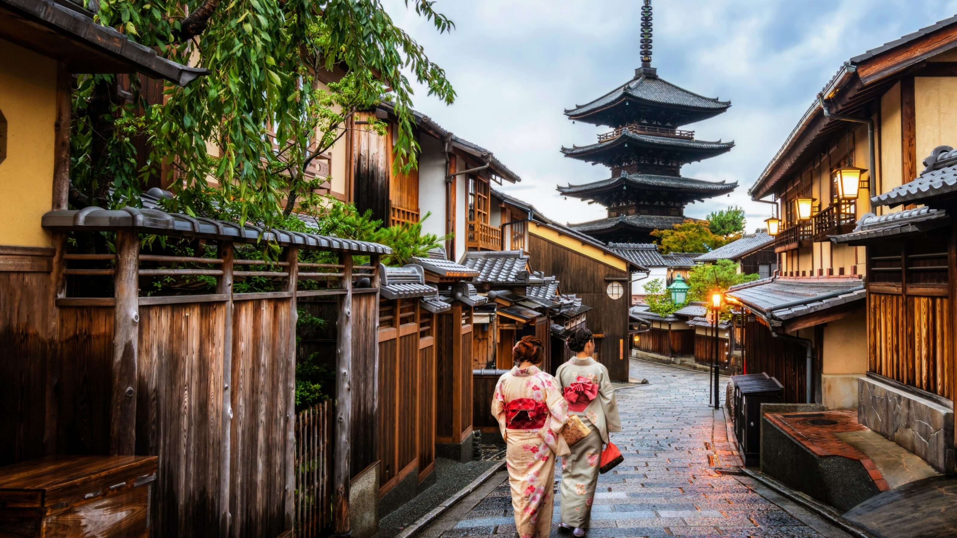 Kyoto, Japan Culture Travel - Asian traveler wearing traditional Japanese kimono walking in Higashiyama district in the old town of Kyoto, Japan.