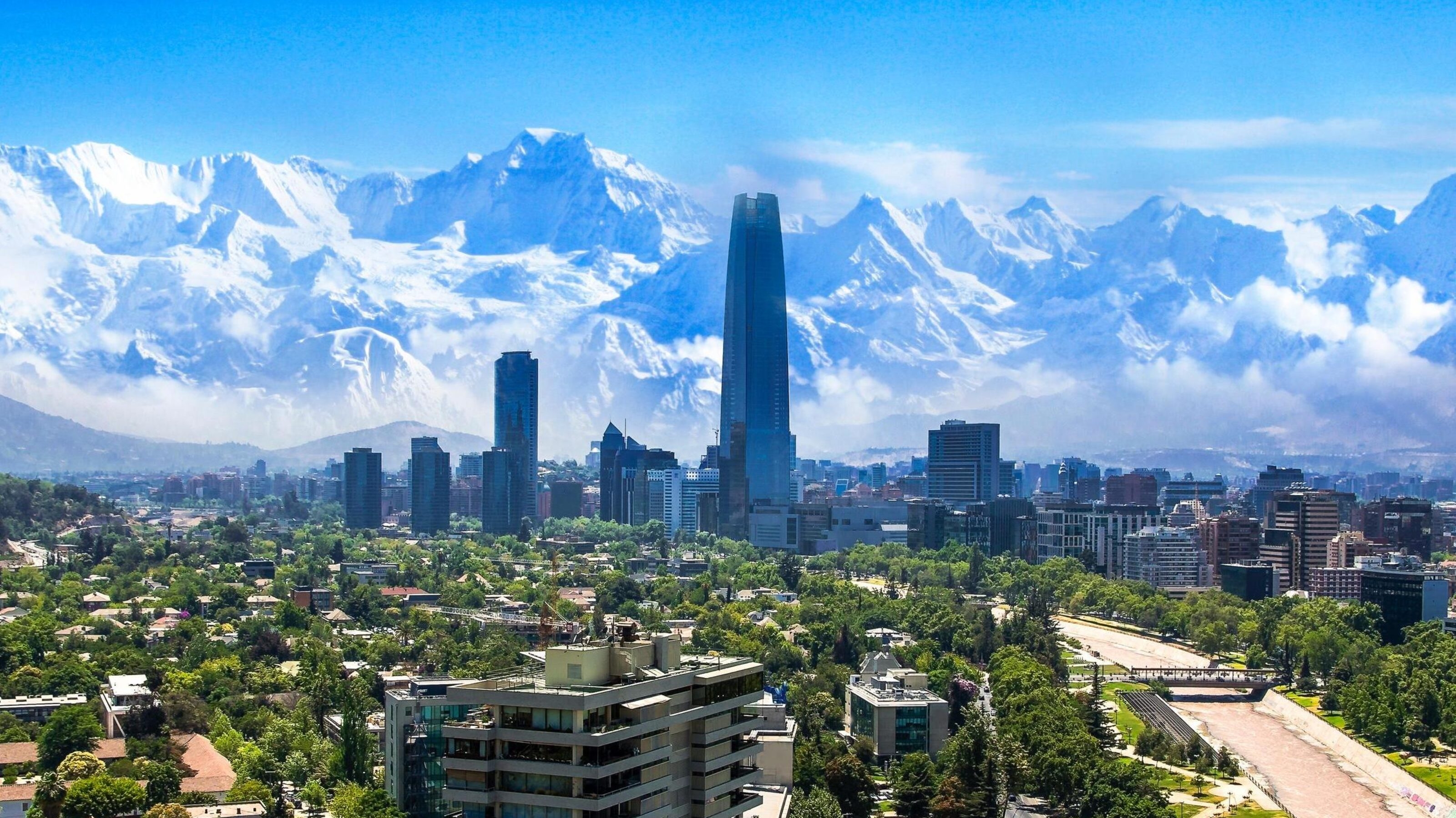 Santiago de Chile skyline with mountains in the background