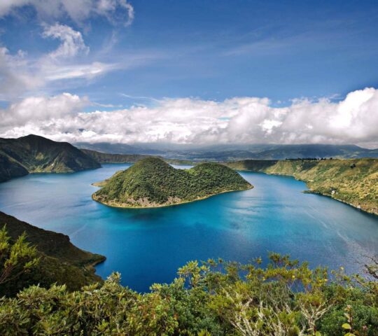 Cuicocha caldera and lake in Ecuador South America