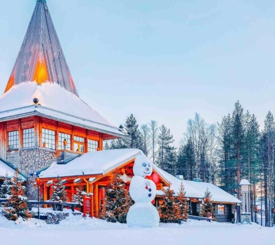 Snowman in Santa Claus Village in Rovaniemi, Finnish Lapland