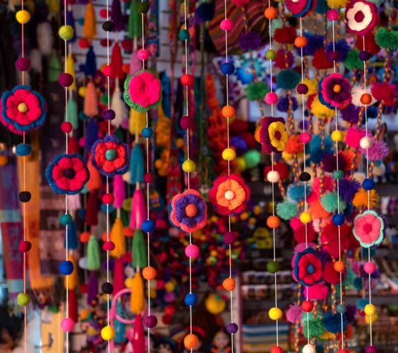 Colorful peruvian and andean handmade (handcraft) textile