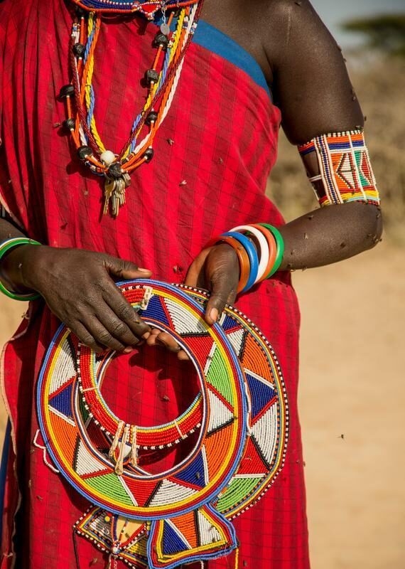 A Maasai villager in traditional clothing, Kenya