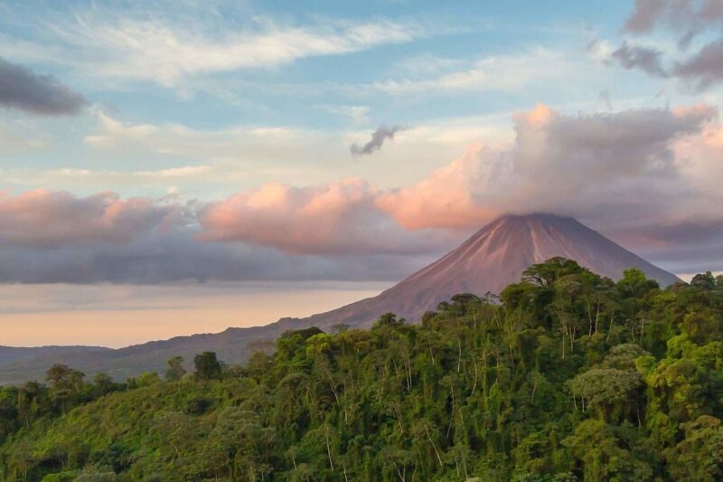 Arenal Volcano at sunrise in Costa Rica