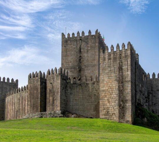 A view of Guimaraes Castle in Guimaraes, Portugal.