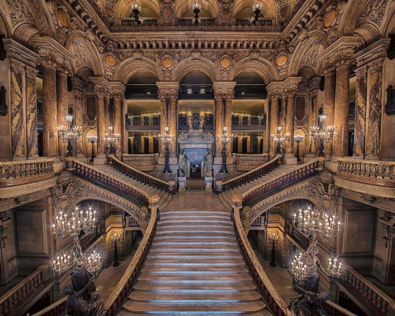 The staircase inside the Palais Garnier opera house