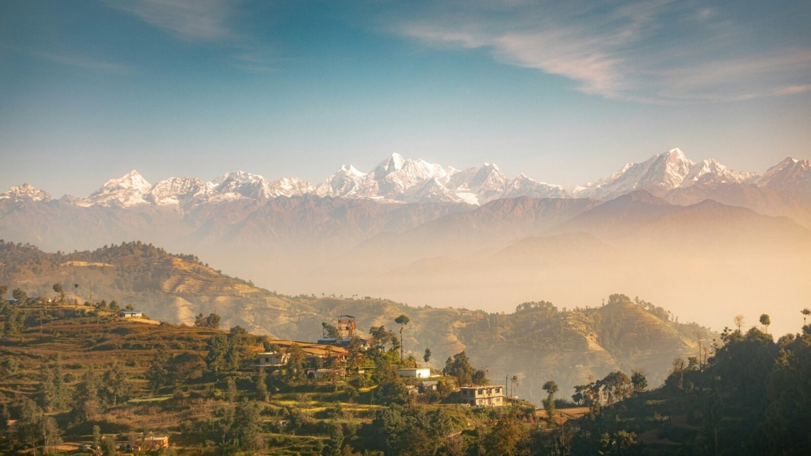 Nepal family trip aerial view