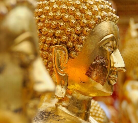 Gold Leaf on a Buddha's cheek Changmai