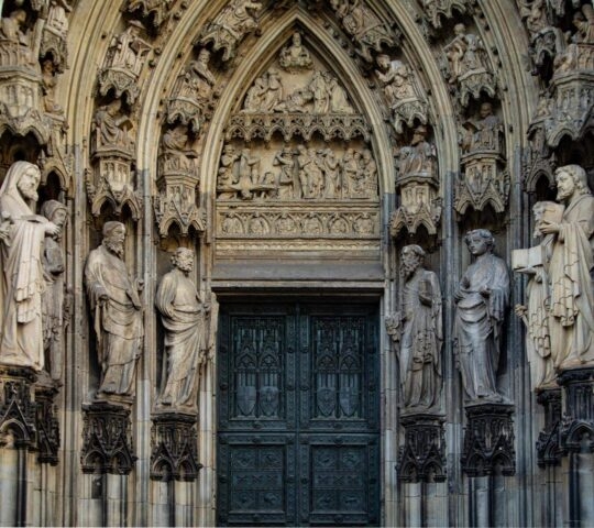 The architectural details of the Cologne Cathedral.