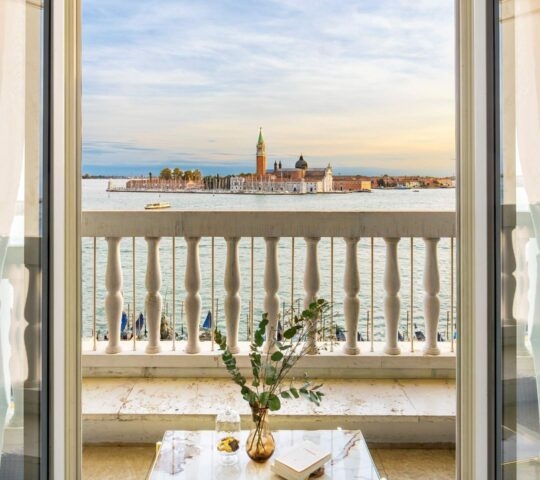 The view of Venice's lagoon from a room at Hotel Londra Palace.