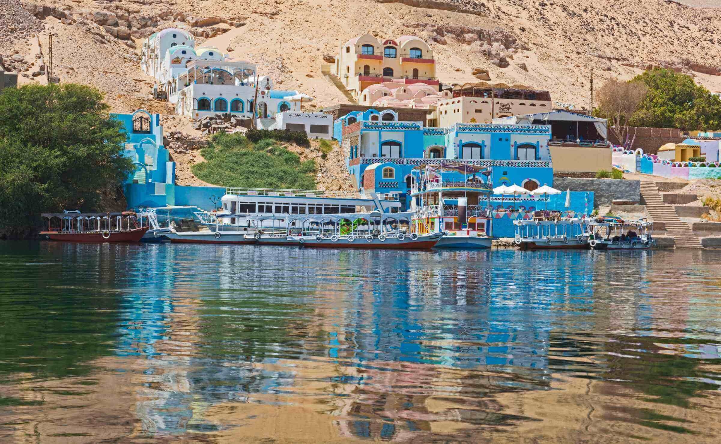 A Nubian village on the banks of the river Nile in Aswan, Egypt