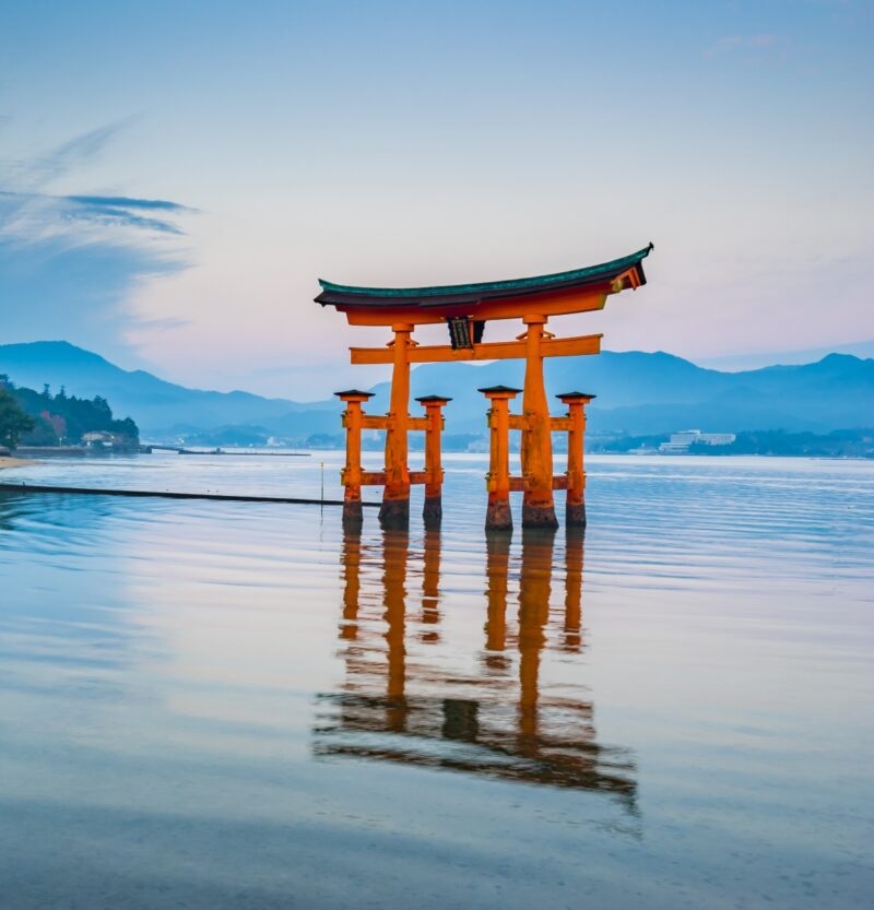 The Floating Torii gate in Miyajima, Japan.